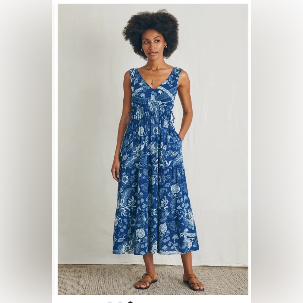Faherty V-Neck Maxi Dress with Pockets